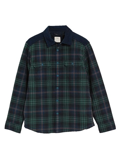 Buy Borg Lined Check Overshirt at Marks & Spencer