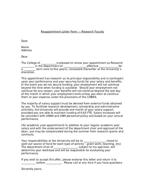 Postdoctoral Scholar PDR Reappointment Letter Template Doc Template ...