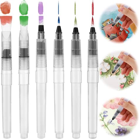 Amazon.com: 6PCS Water Brush Pen, Watercolor Brush Pens, Refillable ...