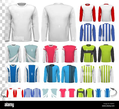 Collection of various male long sleeved shirts. Design template. The ...