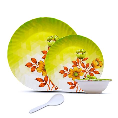 Litware Pack of 24 Melamin Dinner Plate with Bowl Melamine Floral ...