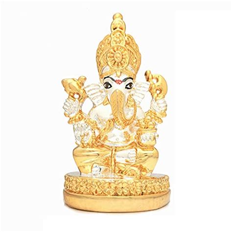 JSK Arts™ | Lord Ganesha | Mukut Ganpati Gold Plated Terracotta | Puja ...