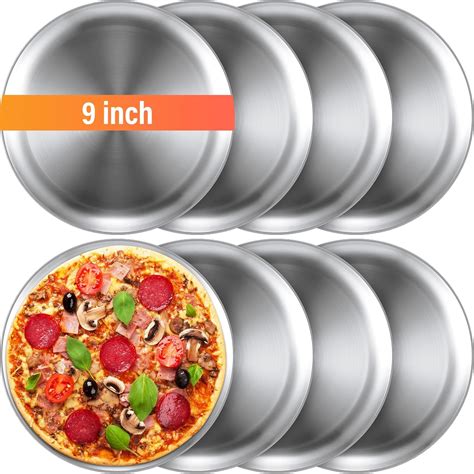 Amazon.com: Thenshop 8 Pieces 9 Inch Pizza Pans Bulk Stainless Steel ...