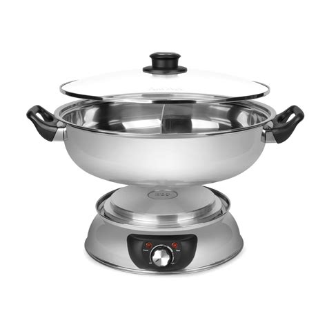 Aroma Housewares ASP-610 Dual-Sided Shabu Hot Pot, 5Qt, Stainless Steel ...