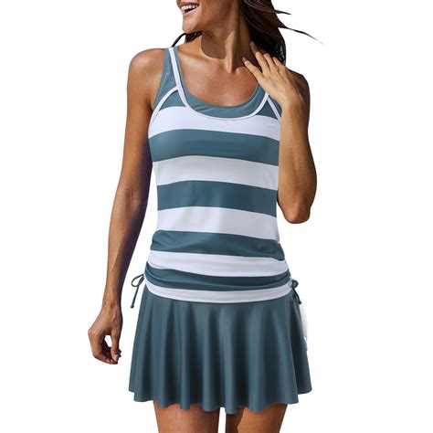 Xudanell Women'S Swimsuit With A Scoop Neck, Ruched Drawstring Bathing ...