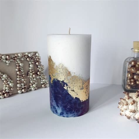 Navy Blue Pillar Candles. Decorative Candles for Navy Blue Decor or ...