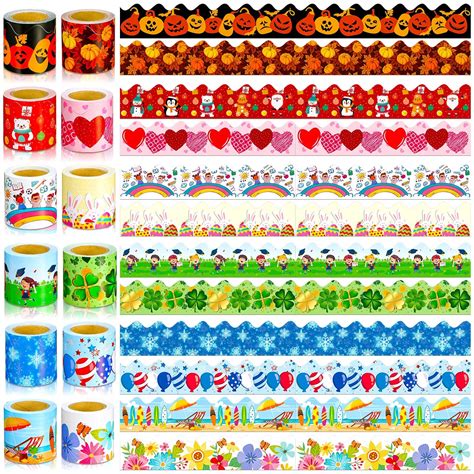 Buy 12 Rolls 394 Ft Bulletin Board Borders Stickers Decorative Border ...