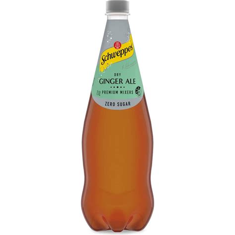 Schweppes Zero Sugar Classic Mixers Dry Ginger Ale Soft Drink Bottle 1 ...