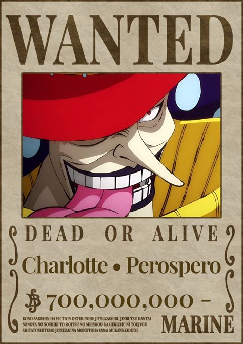 Charlotte Perospero wanted poster - One Piece | One piece bounties, One ...