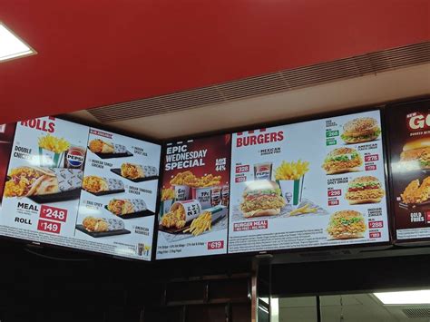 Menu at KFC, Kumbakonam