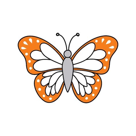 Colorful illustrative butterfly drawing with intricate wing patterns ...