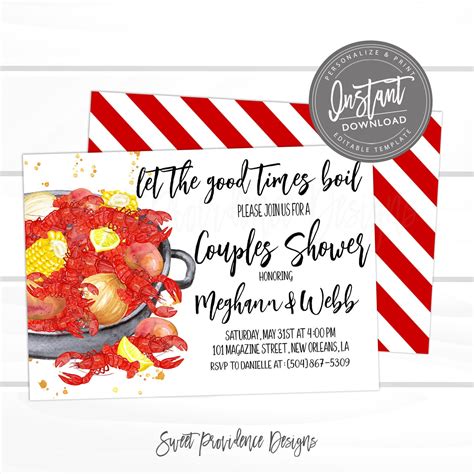 Crawfish Boil Couples Shower invitation, Crawfish Shower Invite, EDITABLE Invite Any Event ...
