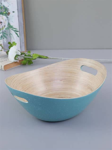 Buy HomeTown Groot Blue & Beige Bamboo Decorative Bowl - Decorative ...