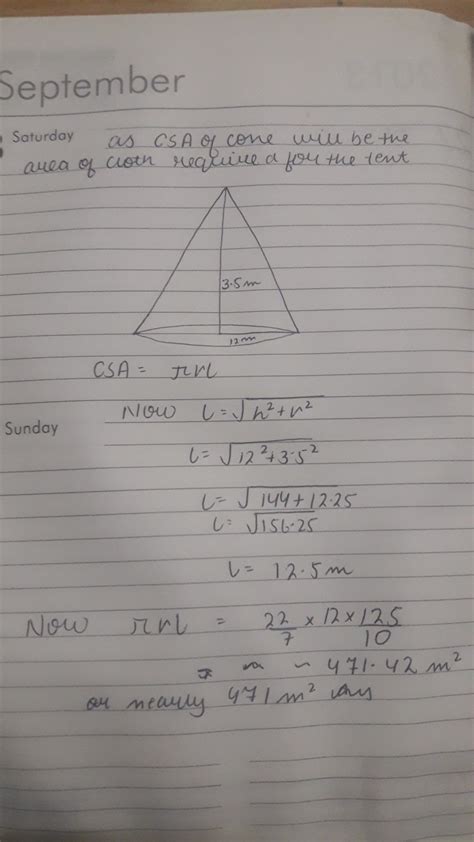 how many square meters of a canvas is required for a conical tent whose ...