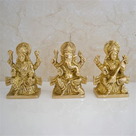 Buy CraftVatika Brass Lakshmi Ganesh Saraswati for Diwali Poojan Home ...
