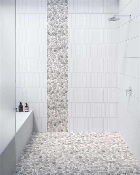Lucia Tumbled Pebble Marble Mosaic | Shower floor tile, Pebble shower ...