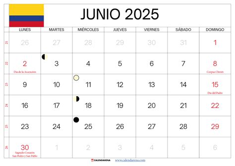Calendario Junio 2025 Colombia Para Imprimir