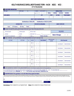 DENTAL INSURANCE ENROLLMENT - city milwaukee Doc Template | pdfFiller