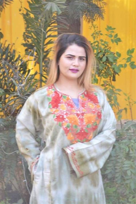 Tie dye color aari work embroidered phiran enriched designer neckline