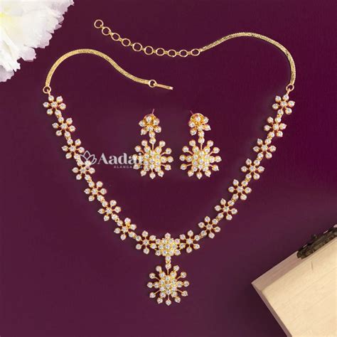 Floral Diamond Replica Necklace – Aadai Alangaram