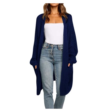 HAPIMO Savings Stylish Cable Knit Dual Pocket Cardigan Long Ankle ...