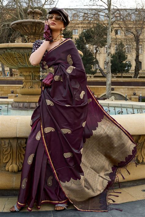 Wine Colour Sarees Online | Wine Color Saree Collection - Saree Buta