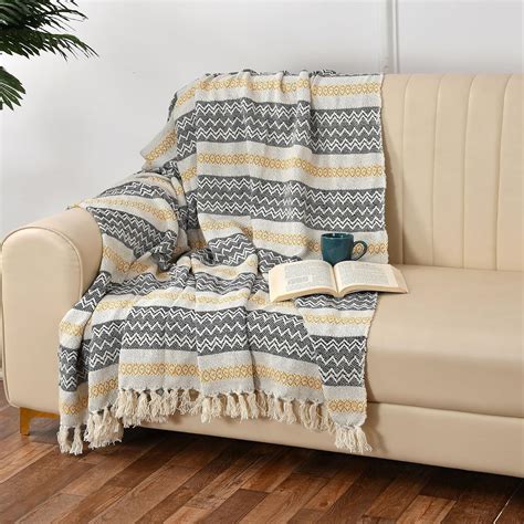 SASHAA WORLD Geometric Sofa Throw Blanket|Blanket for Living Room,Bed ...