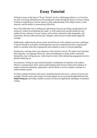 Image result for Essay Tutorial