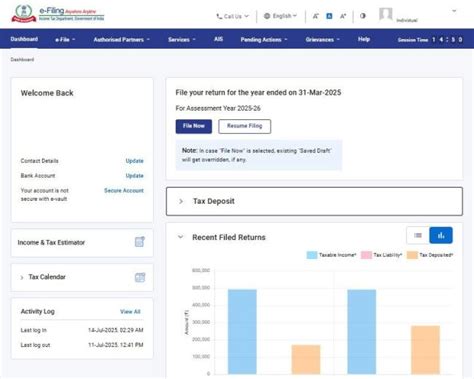 Dashboard and Worklist (Taxpayer) User Manual | Income Tax Department