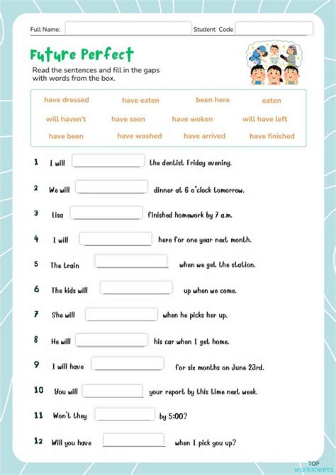 Future Perfect Practice Worksheets 的图像结果