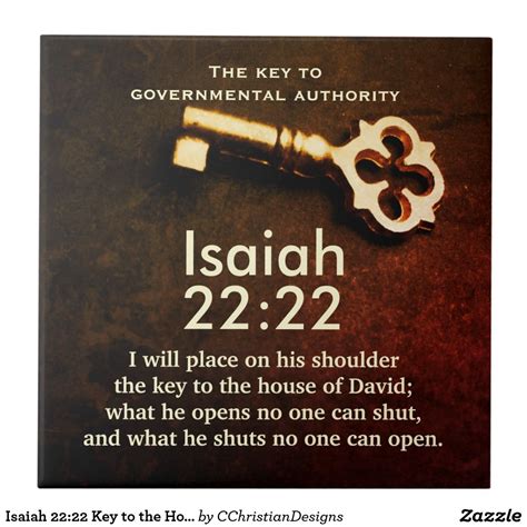Isaiah 22:22 Key to the House of David Bible Verse Tile | Zazzle ...