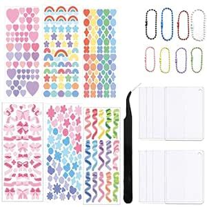 Ahuowom 6 Sheets Colorful Heart Ribbon Stickers Self-Adhesive ...