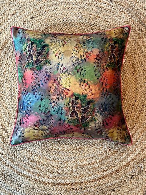 Classy Warli Design Printed Khadi Silk Multicolour Cushion Cover Size ...