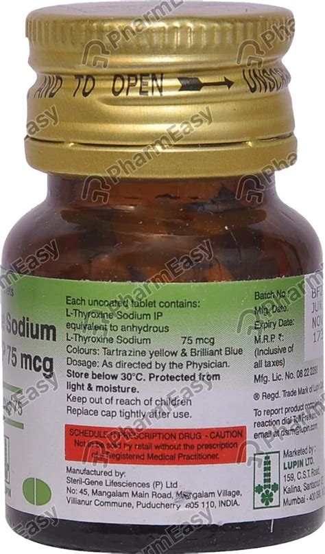 Thyroup 75 MCG Tablet (120): Uses, Side Effects, Price & Dosage | PharmEasy