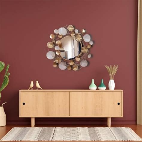 Buy RP DECORIAN LOTUS LEAF MIRROR GOLDEN Metal Decorative Wall Art and ...
