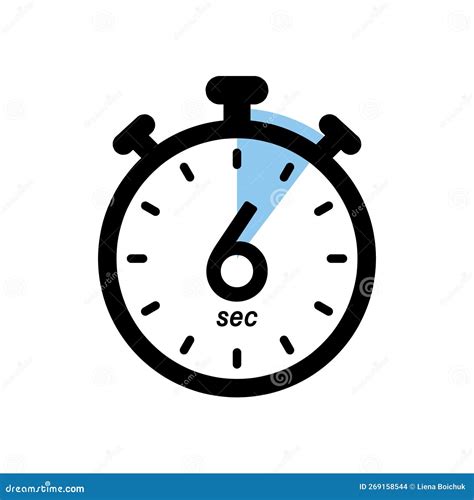 Six Seconds Stopwatch Icon, Timer Symbol, 6 Sec Waiting Time Vector ...