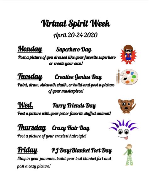 Virtual Spirit Week Ideas for School Celebration
