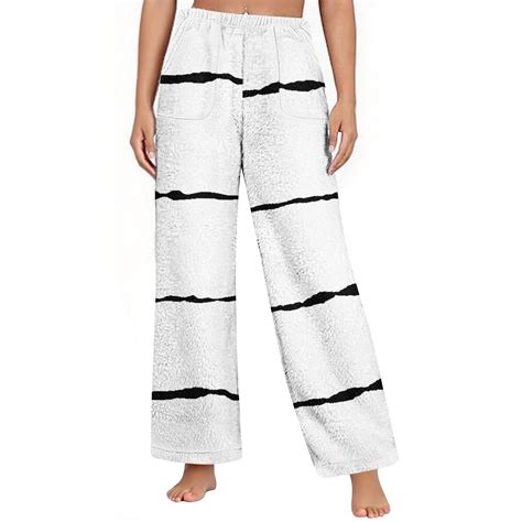 Sakmal Plus Size Lounge Pants for Women Fleece Wide Leg Flannel Pajama ...