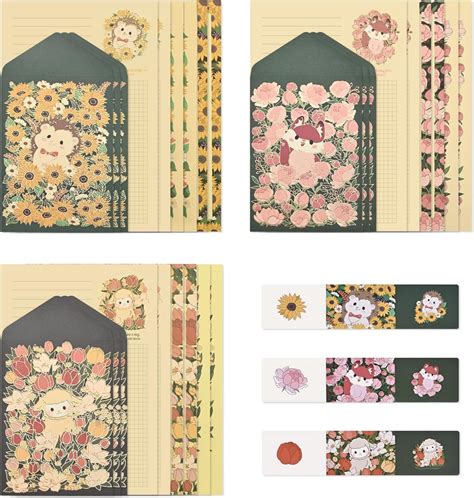 BAYTORY 36Pcs Stationery Paper and Envelopes Set, Cute Animal Patterns ...