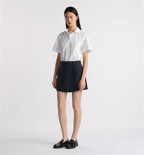 Bluse mit Knopfleiste im Cropped-Stil Baumwollpopelin in Weiß | DIOR