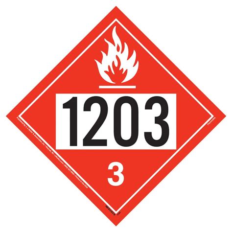 1203 Placard, Class 3 Flammable Liquid 25-pk. - 10.75" x 10.75 ...