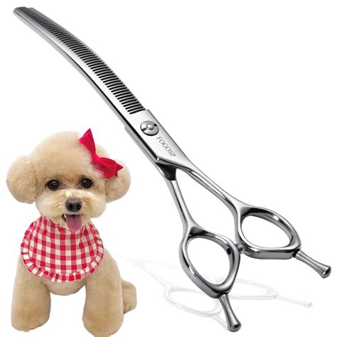 FOGOSP Curved Thinning Shears for Dogs Grooming 7.5'' Multipurpose ...