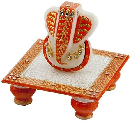 Buy Aapno Rajasthan Marvel in Marble Gold Embossed Lord Ganesh with ...