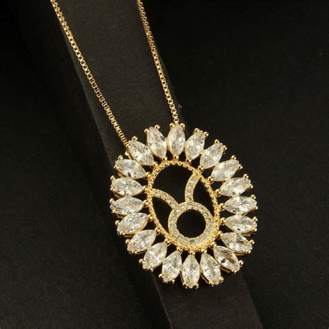 Round Zodiac Sign Studded Necklace – www.zewar.co
