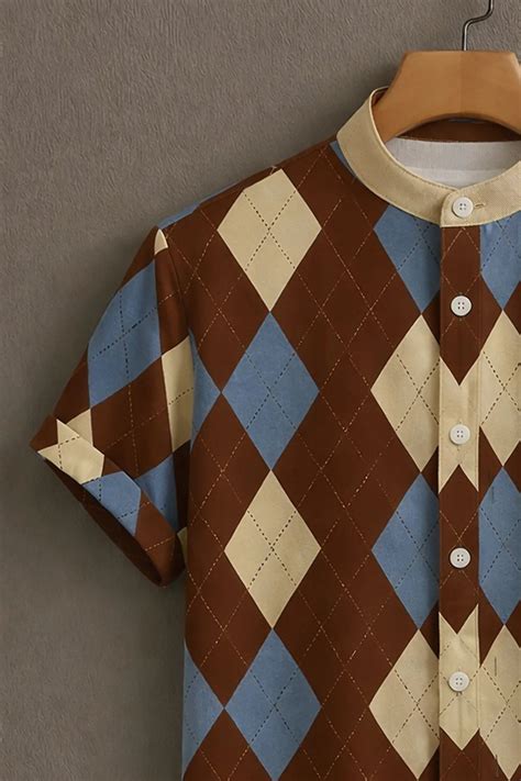 Men's Brown Casual Shirt with Argyle Print – UrbanFlex