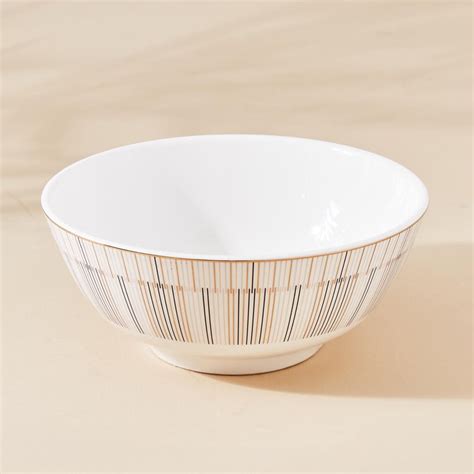 Buy Festivora Porcelain Striped Serving Bowl - 1400ml from Home Centre ...