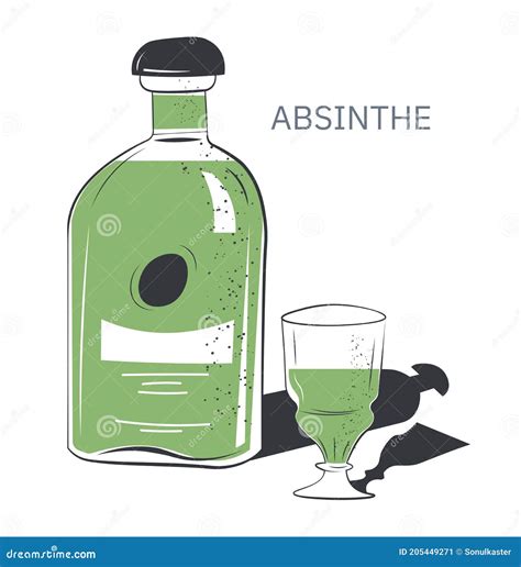 Absinthe Alcoholic Beverage in Shop or Bar Vector Stock Vector ...