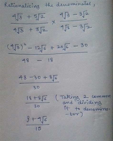 Rationalise denominator of 4 under root 3 + 5 under root 2 upon 4 under ...