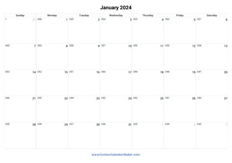 January 2024 Remaining Days Calendar | Custom Calendar Maker