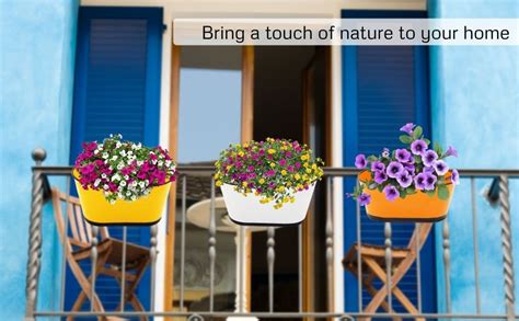 ecofynd 10 inches Raven Railing Planters for Balcony, Hanging Pots for ...